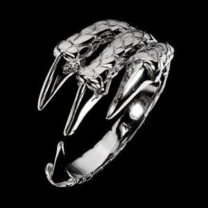 925 Solid Sterling Silver Ring Dragon 19x10mm Size 6.5